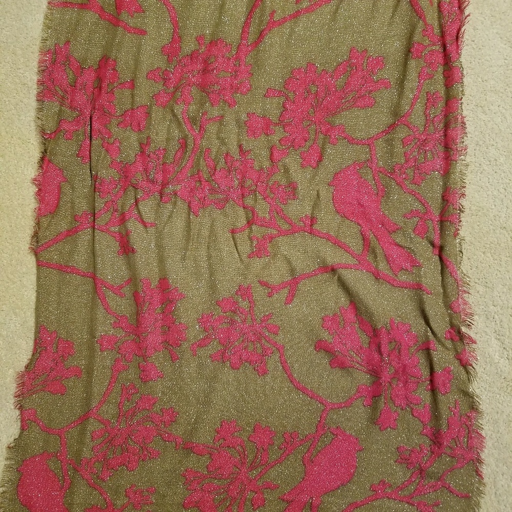 Pink and Tan glittery bird scarf